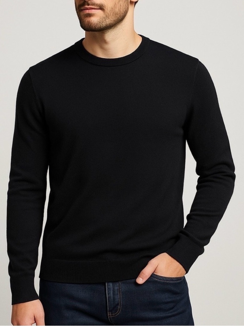 Banana Republic Men's Classic Black Crewneck Sweater Small